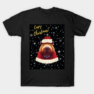 Capy Christmas - Capybara dressed as santa T-Shirt